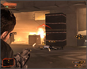 Make sure that youve eliminated enemies close to you and head towards the ramp leading to lower level -1 of the hideout #1 - (5) Aggressive solution: Going through the Harvesters hideout - Find Vasili Sevchenkos GPL Device - Deus Ex: Human Revolution - Game Guide and Walkthrough