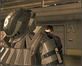 After exploring the main area, go to its western part, deciding to explore a lower path on level 1 #1 - (5) Peaceful solution: Getting inside the port warehouse - Stowing Away - Deus Ex: Human Revolution - Game Guide and Walkthrough