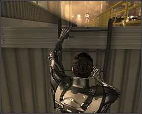 If you do not want to choose this way, then take a closer look at the west wall of the large warehouse, finding a ladder there #1 - (5) Peaceful solution: Getting inside the port warehouse - Stowing Away - Deus Ex: Human Revolution - Game Guide and Walkthrough