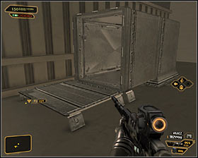 After reaching an upper balcony, be very careful - (6) Peaceful solution: Getting to the administrator Wangs office - Stowing Away - Deus Ex: Human Revolution - Game Guide and Walkthrough