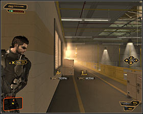 Make sure that the warehouse is secured and use western stairs #1 leading to upper balconies - (6) Aggressive solution: Getting to the administrator Wangs office - Stowing Away - Deus Ex: Human Revolution - Game Guide and Walkthrough