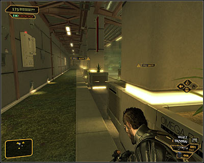 Now you have to head north, because this is the only way to get to previously mentioned security turrets rear - (1) Peaceful solution: Reaching the main square - Rescuing Megan and Her Team - Deus Ex: Human Revolution - Game Guide and Walkthrough