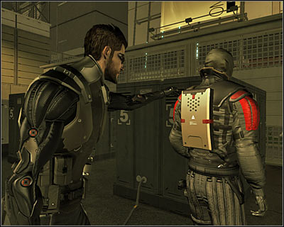Regardless of how you get inside the fenced area, you have to watch out for a single guard patrolling this area - (2) Disabling the signal jammer - Rescuing Megan and Her Team - Deus Ex: Human Revolution - Game Guide and Walkthrough