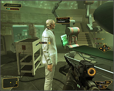 Enter the lab, walk to Declan and start the conversation - (3) Peaceful solution: Finding Declan Faherty - Rescuing Megan and Her Team - Deus Ex: Human Revolution - Game Guide and Walkthrough