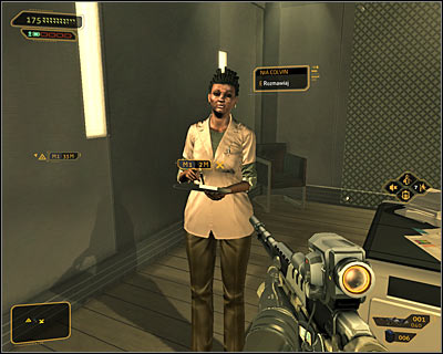 Enter the room G-21 and start a conversation with Nia (screen above) - (4) Aggressive solution: Finding Nia Colvin - Rescuing Megan and Her Team - Deus Ex: Human Revolution - Game Guide and Walkthrough