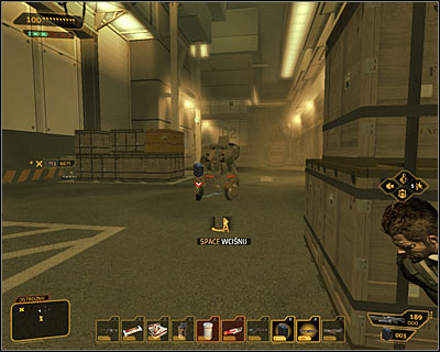 Be careful, because the area around the corner is patrolled by a single robot (screen above) - (6) Aggressive solution: Uploading a virus to the security computer - Rescuing Megan and Her Team - Deus Ex: Human Revolution - Game Guide and Walkthrough