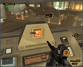 Now you can use a nearby elevator #1 - (10) Opening the hangar door - Rescuing Megan and Her Team - Deus Ex: Human Revolution - Game Guide and Walkthrough