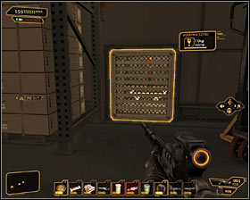 There are several storage rooms in the southeastern part of the hall on level 1, and you can reach them by hacking security locks #1 or using air vents #2 - (2) Reaching the tower top - Shutting Down Darrows Signal - Deus Ex: Human Revolution - Game Guide and Walkthrough