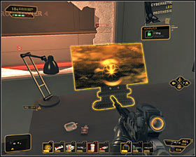 Jump through the damaged shutter (if you still avoid insane civilians, you must hurry up) #1, so youll find yourself in a small guard room - (5) Crossing through the station - Shutting Down Darrows Signal - Deus Ex: Human Revolution - Game Guide and Walkthrough