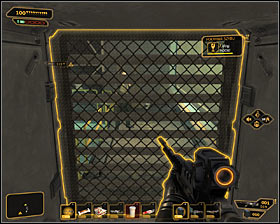 After passing through the second room of machine room, turn right and look closer at the entrance to an air vent #1 above you - (7) Peaceful solution: Reaching the David Sarifs hideout - Shutting Down Darrows Signal - Deus Ex: Human Revolution - Game Guide and Walkthrough
