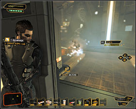 Discharges are not your only problem, because hostile robots will also appear in the room #1 - (9) Defeating the Hyron Project - Shutting Down Darrows Signal - Deus Ex: Human Revolution - Game Guide and Walkthrough