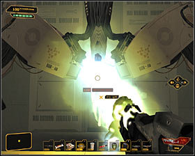 If you have the EMP Shielding augmentation, then you can start attacking Zhao after destroying three human modules #1 - (9) Defeating the Hyron Project - Shutting Down Darrows Signal - Deus Ex: Human Revolution - Game Guide and Walkthrough