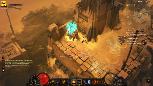 Look around near the place where you've talked to the necromancer and you should find soul prisons - Ghosts of the Guardians - Events - Diablo III - Game Guide and Walkthrough