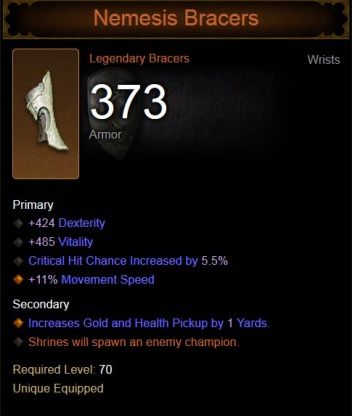 Nemesis Bracers - bracers which should always be at hand (in your inventory, or equipped on your character) - Farming - Diablo III: Reaper of Souls - Game Guide and Walkthrough