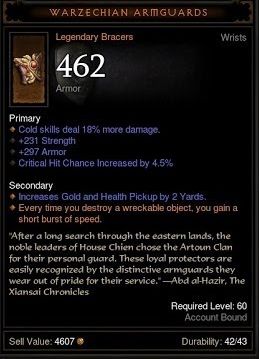 Warzechian Armguards - those bracers will increase the mobility of your character - Farming - Diablo III: Reaper of Souls - Game Guide and Walkthrough
