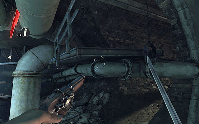 There is a larger area ahead of you and while exploring it you will have to pay attention to two traps that activate whenever either of the vertical cords is touched - Finding the supply chest in the sewers - Mission 1 - Dishonored - Dishonored - Game Guide and Walkthrough