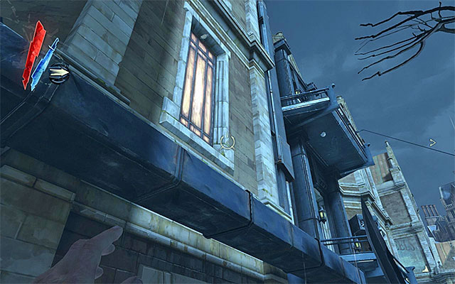 Another path you can take is to Blink (teleport) with the aim of reaching the balcony on either the first or the second floor of the building - Breaking into Doctor Galvani's House - Mission 2 - High Overseer Campbell - Dishonored - Game Guide and Walkthrough