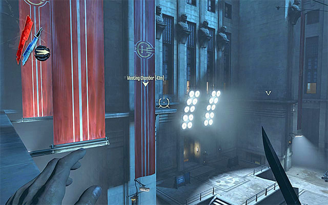 A very interesting way to infiltrate the building is to reach the window sill on the first floor (the above screenshot) - Infiltrating the High Overseer Campbel's building - Mission 2 - High Overseer Campbell - Dishonored - Game Guide and Walkthrough