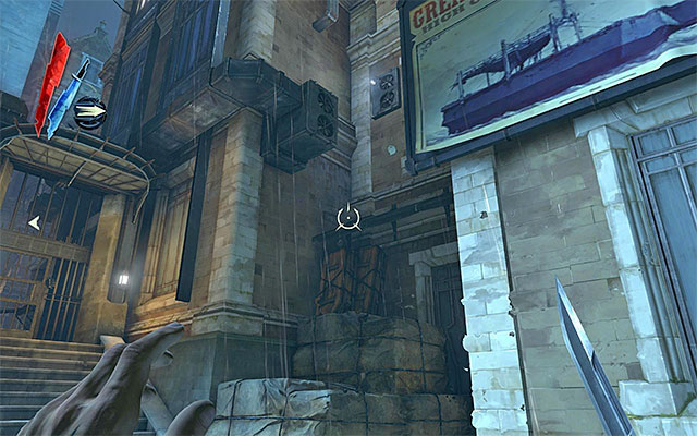 The nearby gate is locked, so you need to start climbing in the spot shown in the above screenshot - Reaching the High Overseer Campbell's Office - Mission 2 - High Overseer Campbell - Dishonored - Game Guide and Walkthrough