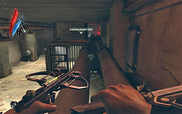 If you do not want to eliminate the enemies occupying the Kennel, you fortunately, can walk along pipes hanging below the ceiling (the above screenshot) and reach the location's other side - Infiltrating the High Overseer Campbel's building - Mission 2 - High Overseer Campbell - Dishonored - Game Guide and Walkthrough