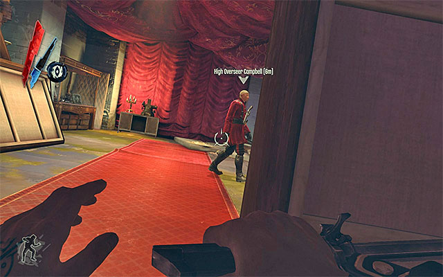 If you can't deal with Campbell right away, you need to follow him to his secret room (see the subsection Explore the High Overseer Campbell's Office to learn more about the room) - Choosing how to eliminate the High Overseer Campbell - Mission 2 - High Overseer Campbell - Dishonored - Game Guide and Walkthrough