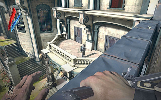 A bit better an idea is to get in through a small balcony on the first floor and more specifically the one above the main entrance - Infiltrating the Golden Cat club - Mission 3 - House of Pleasure - Dishonored - Game Guide and Walkthrough