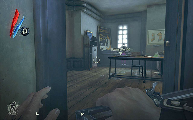 Note - before you set out to rescue Emily, make sure that you have the Golden Cat master key on you that can be taken away or stolen from Madam, who is currently occupying her office on the first floor (the above screenshot) - Rescuing Emily - Mission 3 - House of Pleasure - Dishonored - Game Guide and Walkthrough