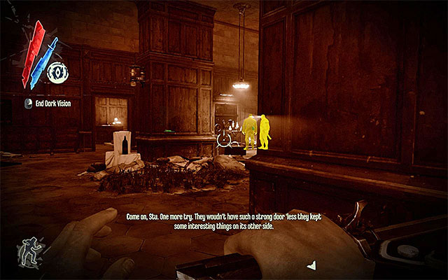 The second floor is occupied by two more bandits, who should be initially standing by the safe, and move away after a while - Exploring the Art Dealer's Apartment - Mission 3 - House of Pleasure - Dishonored - Game Guide and Walkthrough