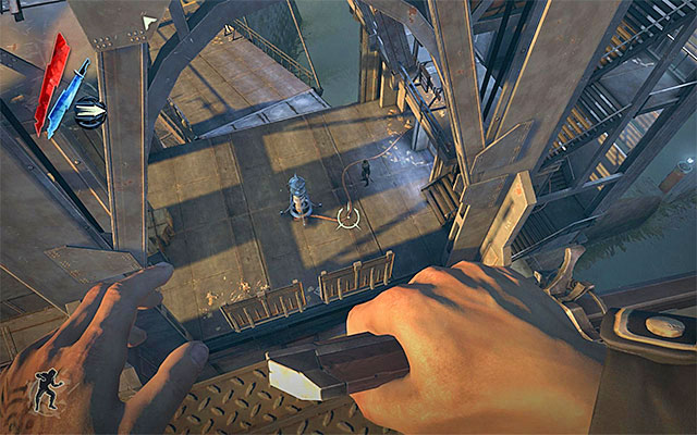 Just al well, you can make use of staircases or chains, and proceed this way towards the levels that are located below - Deactivating the drawbridge spotlights - Mission 4 - The Royal Physician - Dishonored - Game Guide and Walkthrough