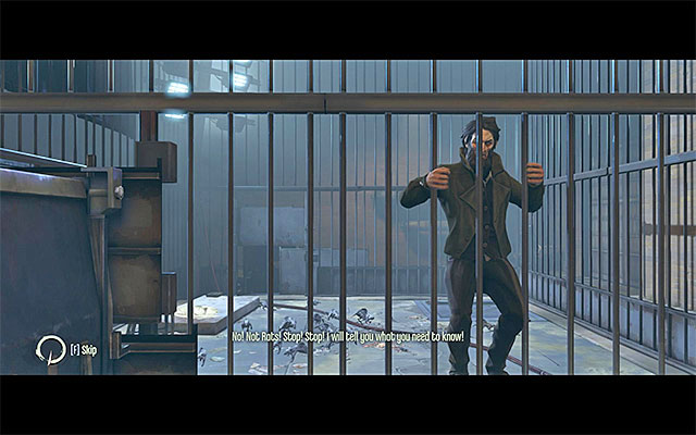 Initiate your conversation with Sokolov and notice that the game will allow you to choose the way in which you want convince the captive physician to tell the truth - Interrogating Sokolov - The Hound Pits Pub #5 - Dishonored - Game Guide and Walkthrough