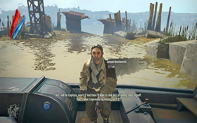 Traditionally now, meet Samuel the Boatman, and to confirm that you want to leave this location (the upper-right dialogue option), to finish your visit in the pub and finish this quest - Trip to the Boyle Estate - The Hound Pits Pub #5 - Dishonored - Game Guide and Walkthrough