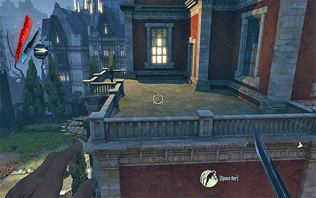 The least obvious variant is to reach the bedroom door on the upper balcony - Accessing the Boyle Estate building - Mission 5 - Lady Boyles Last Party - Dishonored - Game Guide and Walkthrough