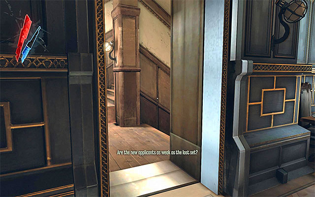 After you have sufficiently explored the ground floor, find the staircase for servants that is located near the ballroom - Exploring the basement and the ground floor of the Estate - Mission 5 - Lady Boyles Last Party - Dishonored - Game Guide and Walkthrough