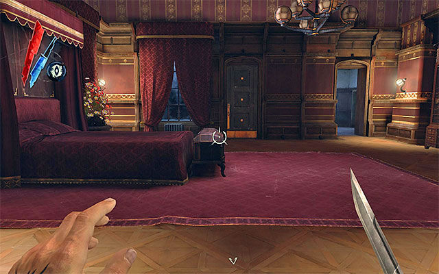 Esma Boyle's bedroom is the one that you can access from the balcony outside and from the service staircase - Exploring the Boyle Estate's first floor - Mission 5 - Lady Boyles Last Party - Dishonored - Game Guide and Walkthrough