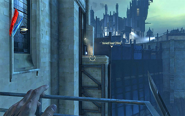 Another way to go around the wall of light is to reach the balcony to the right (the above screenshot) and teleport over to the neighboring one - Reaching the Dunwall Tower - Mission 6 - Return to the Tower - Dishonored - Game Guide and Walkthrough