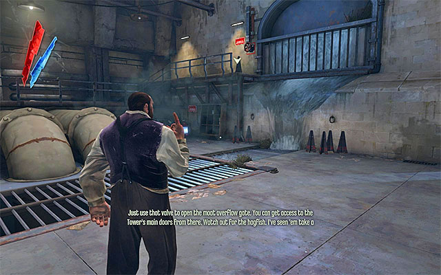 Do not attack the engineer here, and talk to him - Exploring the area around the Dunwall Tower - Mission 6 - Return to the Tower - Dishonored - Game Guide and Walkthrough