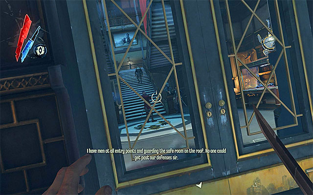 I suggest that you now explore the rooms located in the central part of the currently explored floor - Exploring the Dunwall Tower First Floor - Mission 6 - Return to the Tower - Dishonored - Game Guide and Walkthrough
