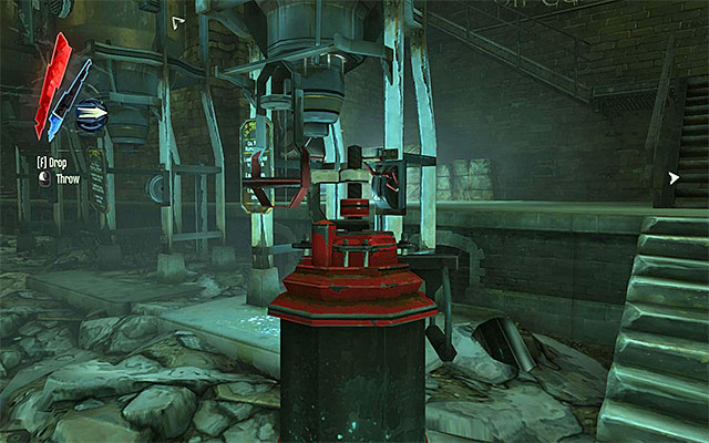 After you pick up an empty tank, take it to the unit shown in the above screenshot, located near the refinery building - Reaching the location where Corvo's gear was dropped - Mission 7 - The Flooded District - Dishonored - Game Guide and Walkthrough