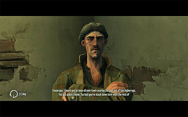 After you reach the dwelling house, start exploring it and listen to the conversations that the survivors are having - Meeting the survivors - Mission 7 - The Flooded District - Dishonored - Game Guide and Walkthrough