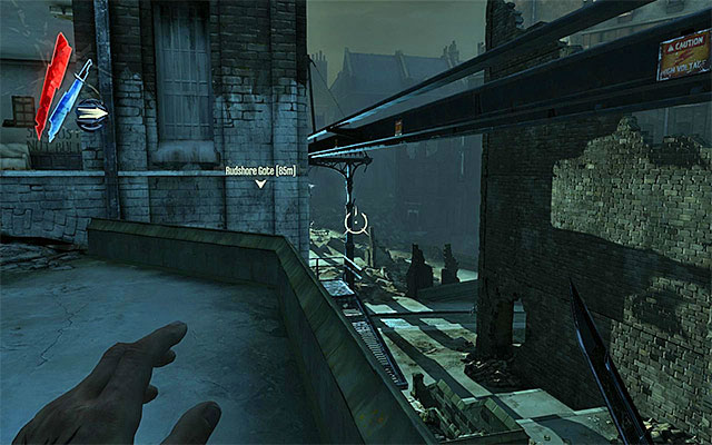 Variant 1; approach the quarantine wall from the left) If you want to approach the quarantine wall of light from the left, you need to get through the ruined buildings, mentioned in one of the previous subsections to this guide - Getting across the quarantine wall - Mission 7 - The Flooded District - Dishonored - Game Guide and Walkthrough