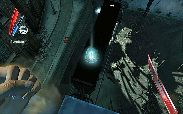 Position yourself directly above the tracks and wait for the rail to come, which may take a little while - Getting across the quarantine wall - Mission 7 - The Flooded District - Dishonored - Game Guide and Walkthrough