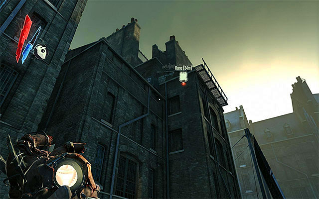 The plan assumes that you get to the roof of one of the buildings, so that you can jump off of it onto the rail's roof - Getting across the quarantine wall - Mission 7 - The Flooded District - Dishonored - Game Guide and Walkthrough