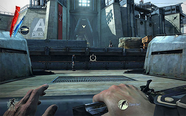 The harbor area is occupied by numerous enemies, including an overseer with a device that inhibits Corvo's powers - Infiltrating the fort - Mission 9 - The Light at the End - Dishonored - Game Guide and Walkthrough