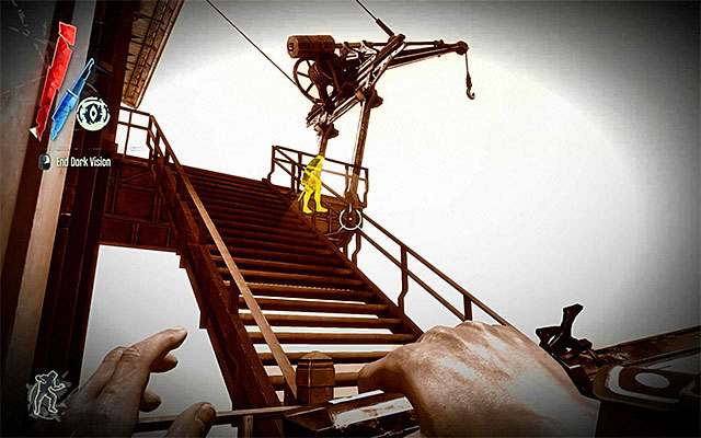 If you don't mind going aggressive on your enemies, decide to progress over catwalks here - Infiltrating the Lighthouse - Mission 9 - The Light at the End - Dishonored - Game Guide and Walkthrough