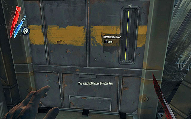 Your destination is the elevator and you can get inside in two ways - Reaching the Lighthouse elevator - Mission 9 - The Light at the End - Dishonored - Game Guide and Walkthrough