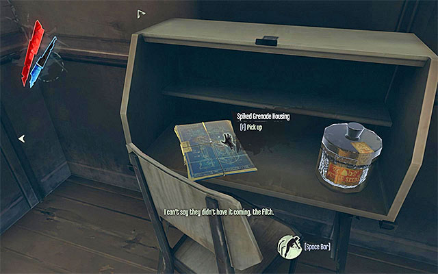 BLUEPRINT 1/1 (Spiked Grenade Housing) - The blueprint is inside the lodge at the entrance to the Boyle Estate - Blueprints - locations - Collectibles - Dishonored - Game Guide and Walkthrough