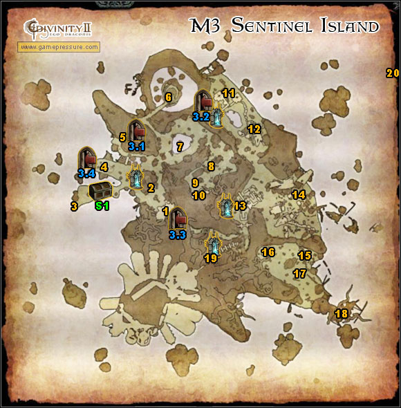 1 - M3 Map - Sentinel Island - Sentinel Island - Divinity II: Ego Draconis - Game Guide and Walkthrough