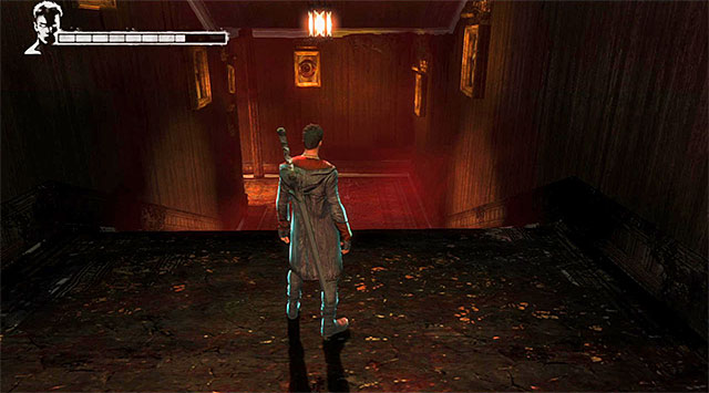 After searching the vicinity, choose stairs shown on the screen above - Going through the second part of the funfair - 1: Found - DMC: Devil May Cry - Game Guide and Walkthrough