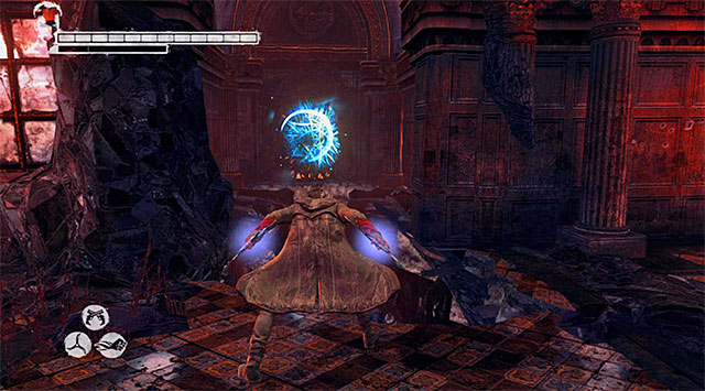 SECRET ROOM: If you repeat this mission with Aquila obtained at the tenth level, you can use it just after passing a statue, in the place shown on the screen above - Exploring the first part of the mansion - 2: Home Truths - DMC: Devil May Cry - Game Guide and Walkthrough