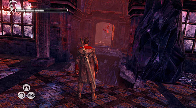 SECRET ROOM: If you repeat this mission with an Angel Boost from the third level, look for a corridor shown on the screen above on your way - Exploring the second part of the mansion - 2: Home Truths - DMC: Devil May Cry - Game Guide and Walkthrough